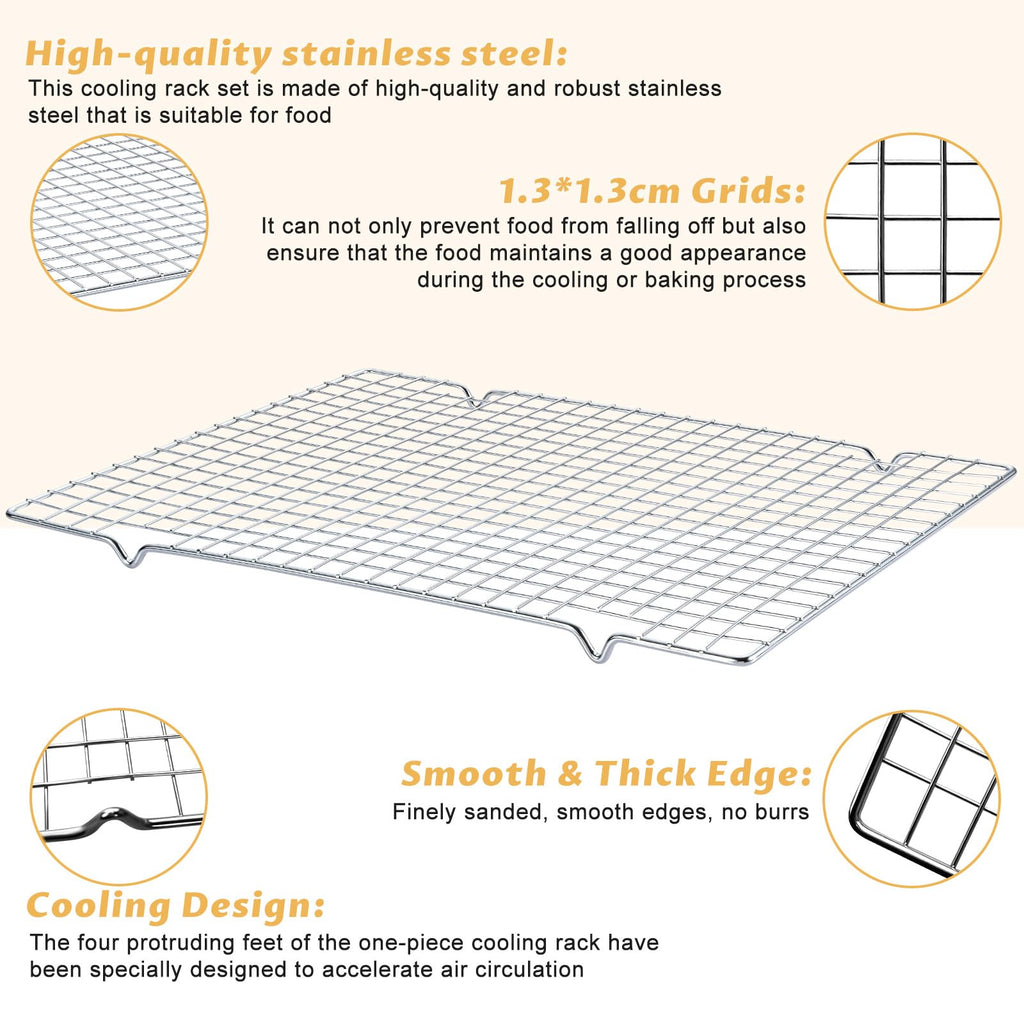 Gymdin Baking Sheet with Cooling Racks - 17'' x 11" x 0.5" Carbon Steel Cookie Sheets for Baking [2 Sheets + 2 Racks], Nonstick Baking Pans, Perfect for Baking, Roasting, and More