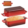 P&P CHEF 2-In-1 9 x 5 Inch Cast Iron Loaf Pan with Lid, Red