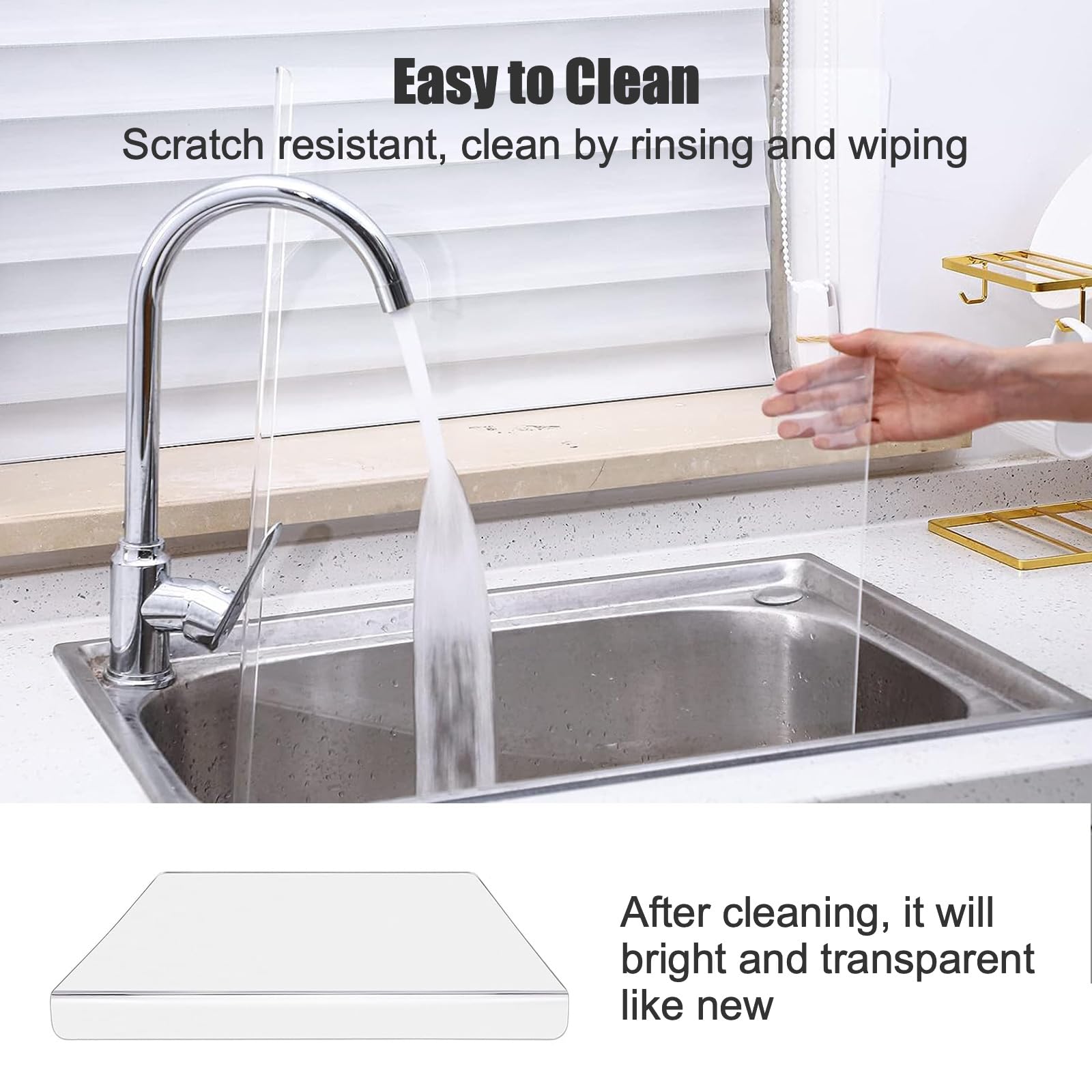 Acrylic Cutting Boards for Kitchen Counter，Clear Cutting Board for Countertop with Lip, Upgraded Thicker Non-Slip Transparent Acrylic Cutting Board for Countertop for Home (18 * 14in) (Large)