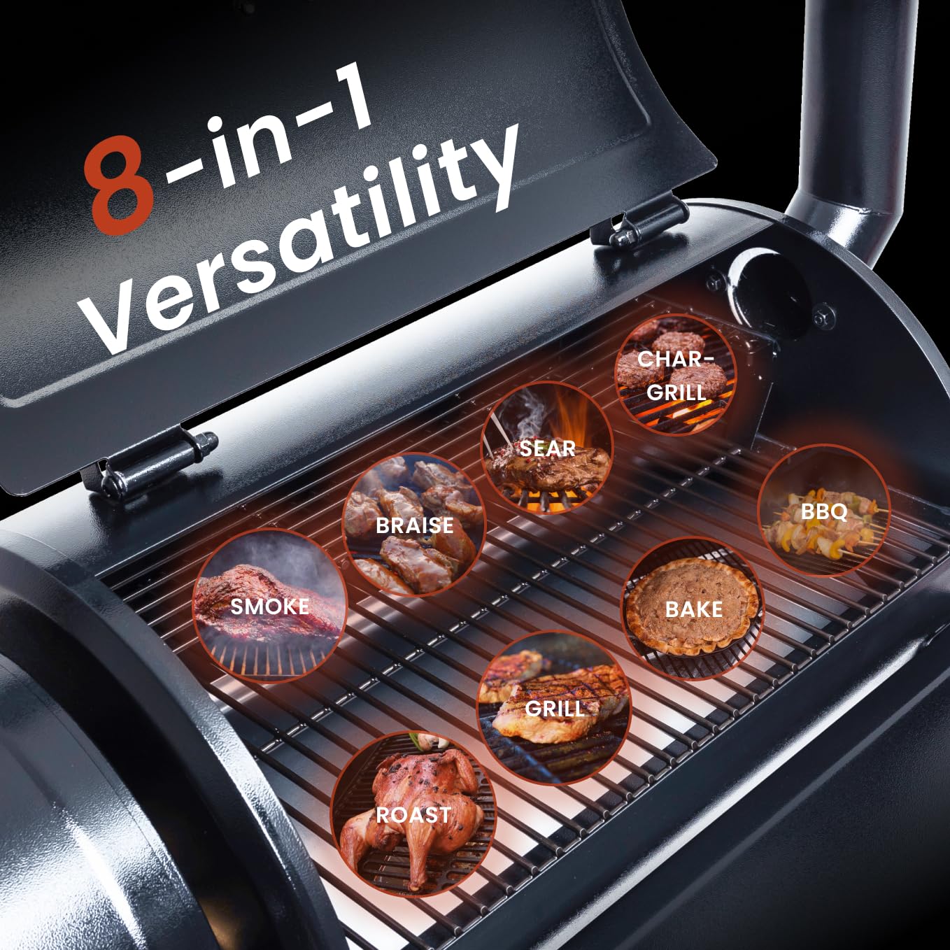 Z GRILLS ZPG-450A Wood Pellet Grill & Smoker with PID V3.0 Controller, 459 Sq in Cook Area, Meat Probe, Foldable Shelf&Side Shelf, 8 in 1 BBQ Grill Outdoor Auto Temperature Control, Black