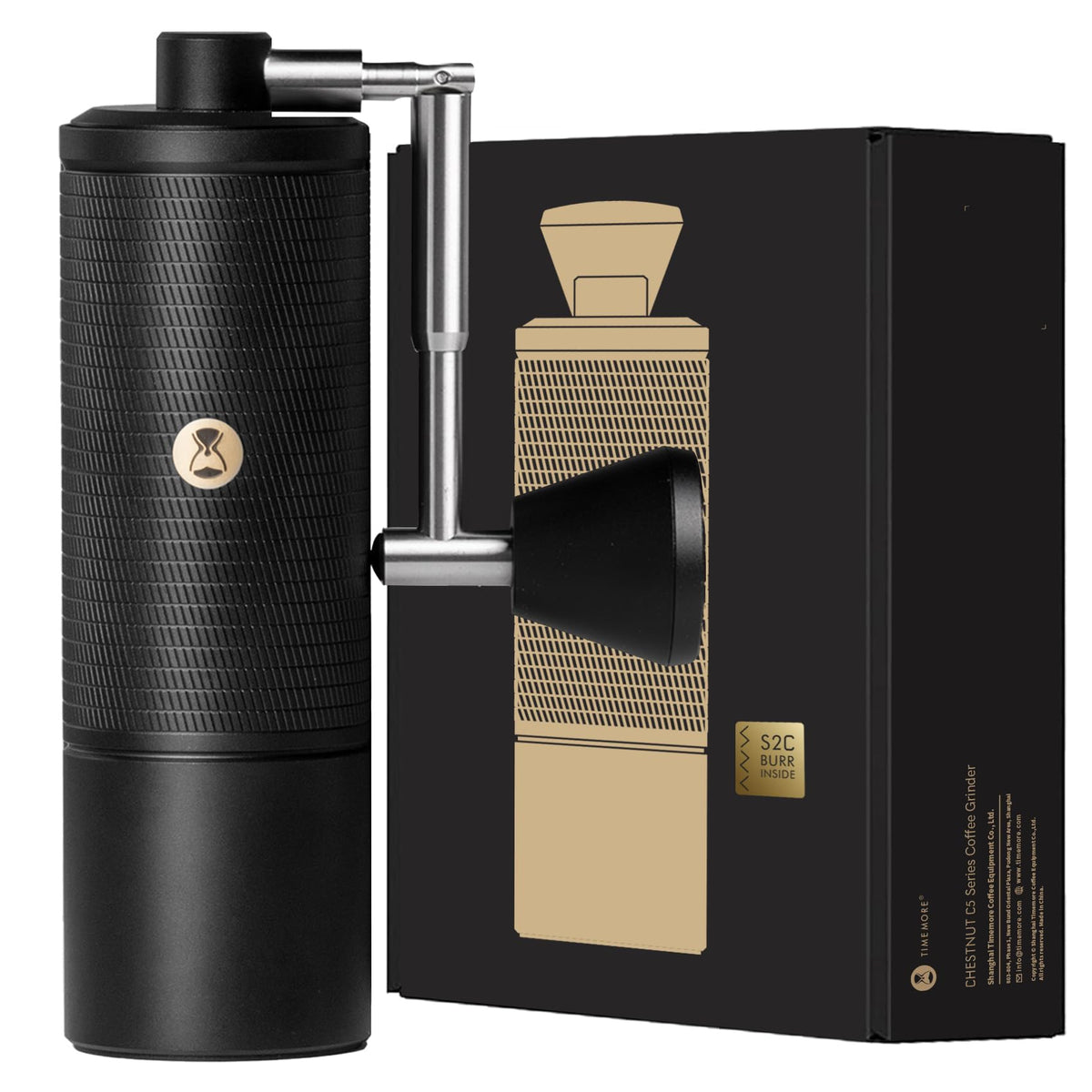 TIMEMORE Chestnut C2S Manual Coffee Grinder Capacity 25g with CNC Stainless Steel Conical Burr, Internal Adjustable Setting, Double Bearing Positioning, French Press Coffee for Hand Grinder