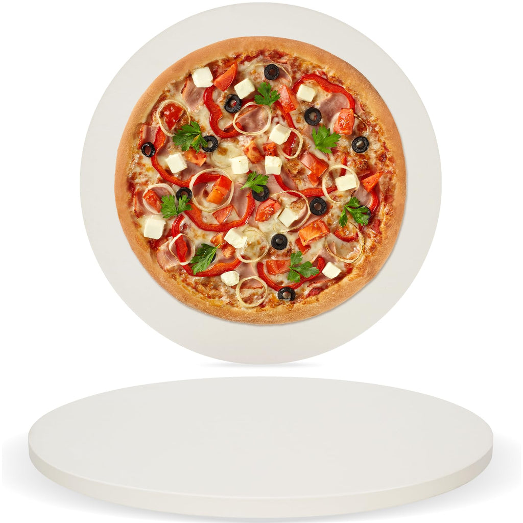 GOOD GAIN Pizza Stone for Oven Grill - 15'' Round Baking Stone for Bread, Pies | Cordierite Oven Stones for Cooking | Indoor,Outdoor | Durable, Heat Shock Resistant (White)