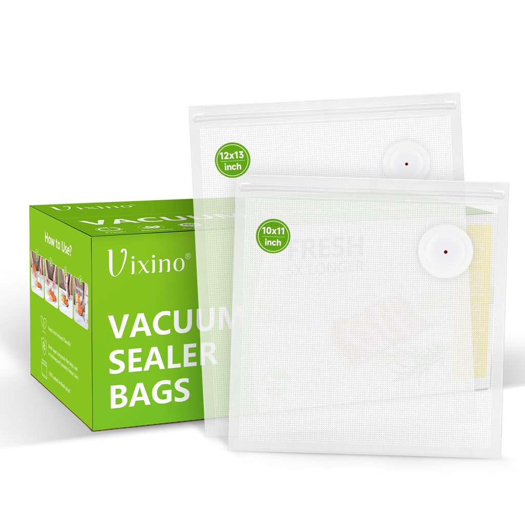 Vixino Vacuum Sealer Bags, 40 Reusable Vacuum Sealer Bags for Food, BPA-Free, Meal Prep and Sous Vide Cooking,Works for Handheld Sealer and Vac Sealer Machine with External Vacuum Systems