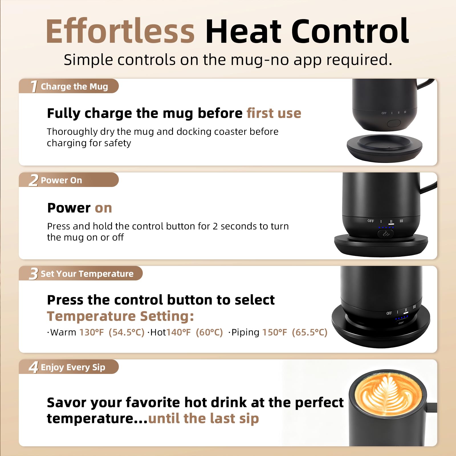 VFZO Self Heating Coffee Mug,High-Capacity- 18 oz, 180 Min Battery Life, Smart Heated Coffee Mug，Smart Mug, Simple Temperature Control Operation (wine red)