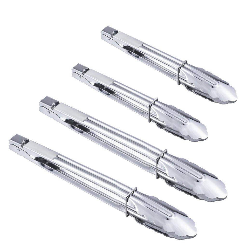 HINMAY 3PCS Stainless Steel Kitchen Tongs 7/9/12 Inch Cooking Tongs Set