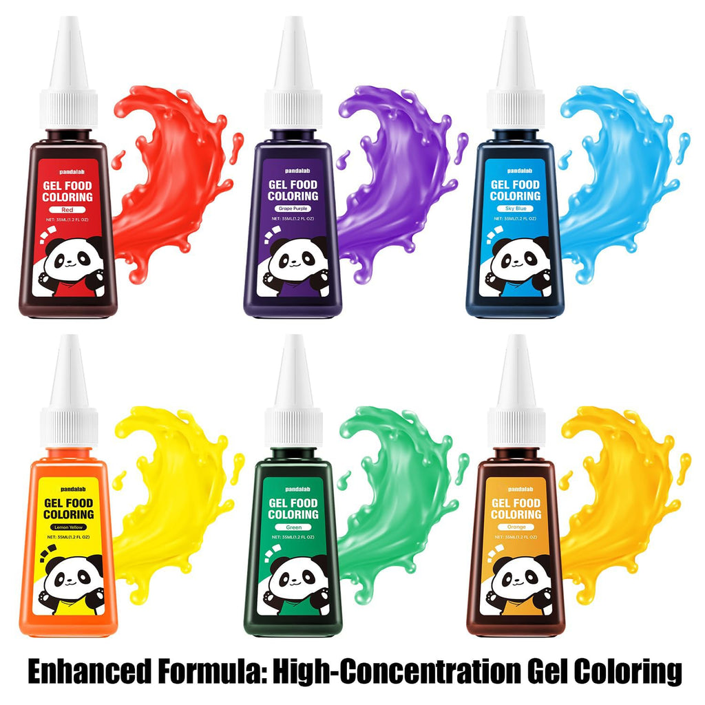 Gel Food Coloring Pandalab Professional 6 Color Concentrated Edible Food Dye Set for Baking, Icing, Fondant, Cookies & Cake Decorating, 35ml Each