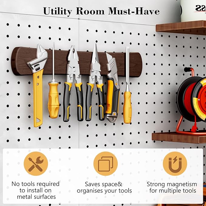Magnetic Knife Holder for Wall, 16 Inch Wood Knife Strip with Strong Magnetism, Kitchen Accessories Organizer, Housewarming Gifts for New Home, Storage Space Savers for Apartment/Rv/Farmhouse