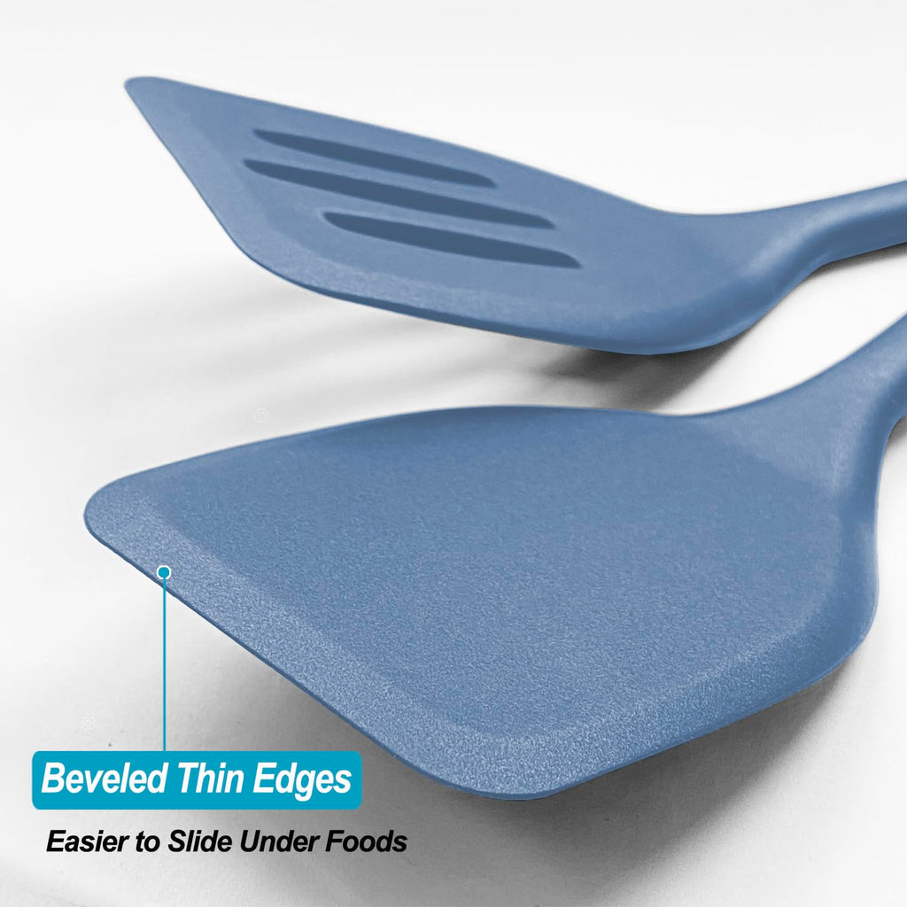 Silicone Spatula Turner Set, High Heat Resistant Spatulas with Seamless One Piece Design, Nonstick Rubber Flippers Utensils for Baking & Cooking,BPA-Free, Starry Blue,11IN