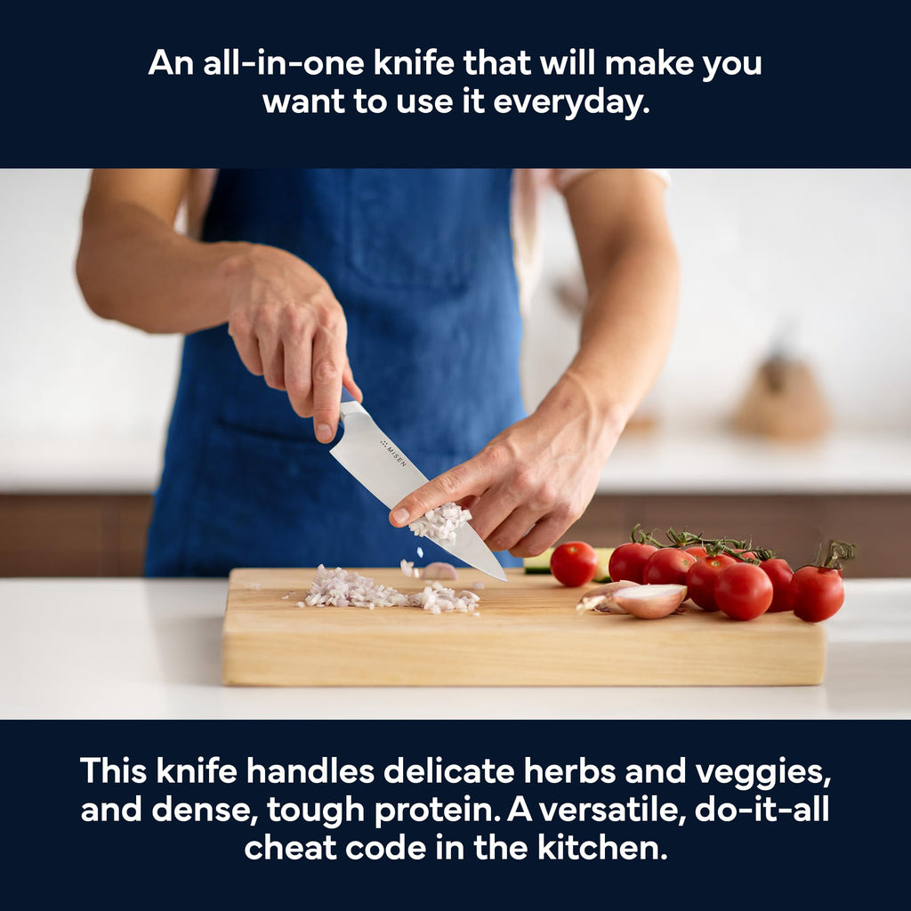Misen 8 Inch Chef Knife, AUS-10 Japanese Stainless Steel - Blue