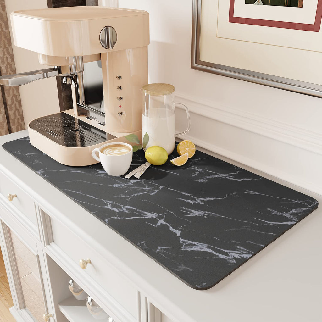 AMOAMI Coffee Mat Hide Stain Rubber Backed Absorbent Dish Drying Mat for Kitchen Counter - Fits Under Coffee Maker - KHAKI 16X24