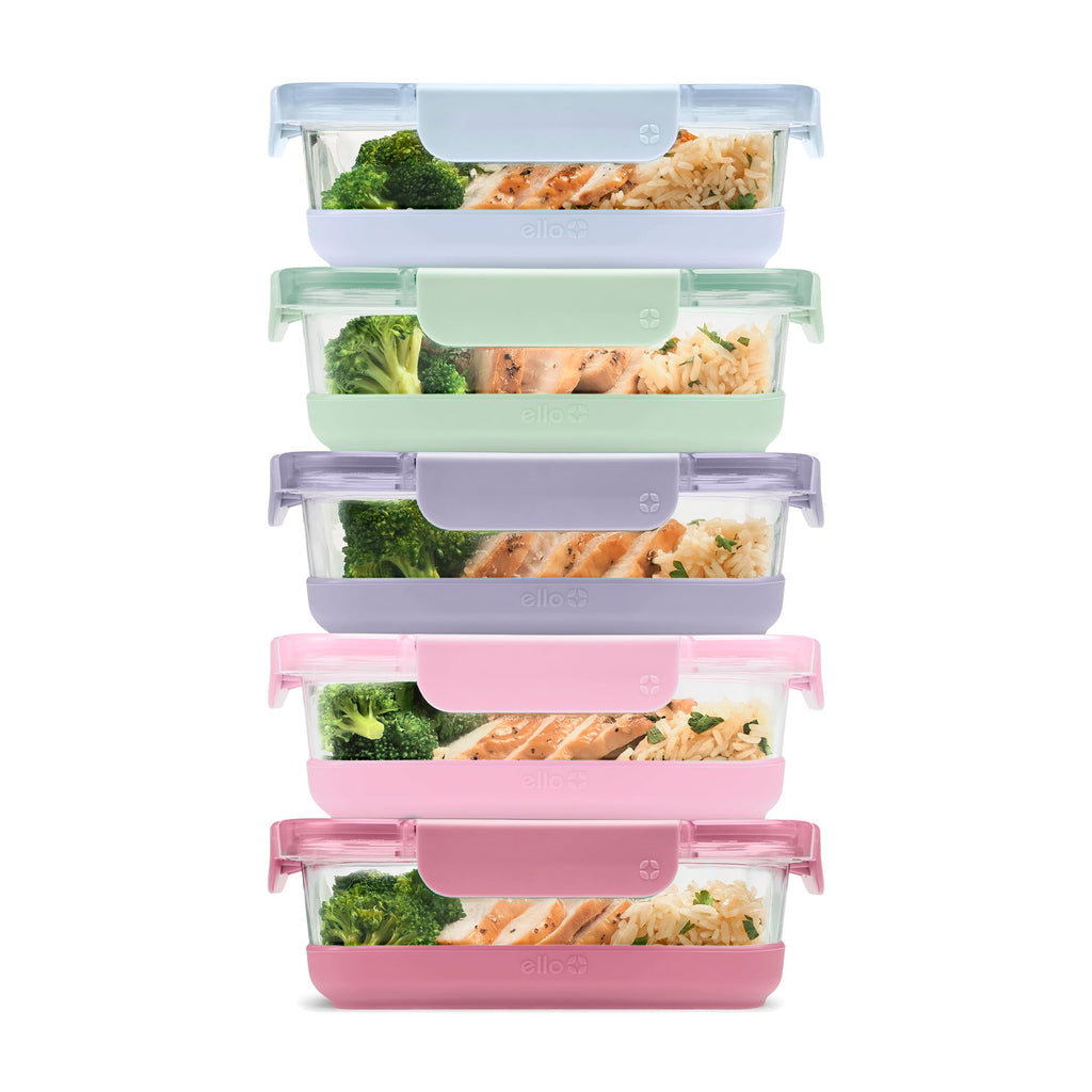 Ello Duraglass Refresh 3.4 Cup Meal Prep Containers, 10 Pc, Dusk Delight