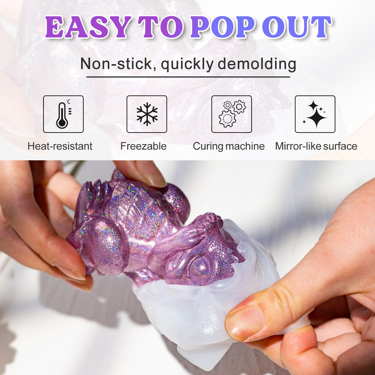 LET'S RESIN Dragon Resin Molds, 3 Pcs Lively 3D Animal Silicone Molds