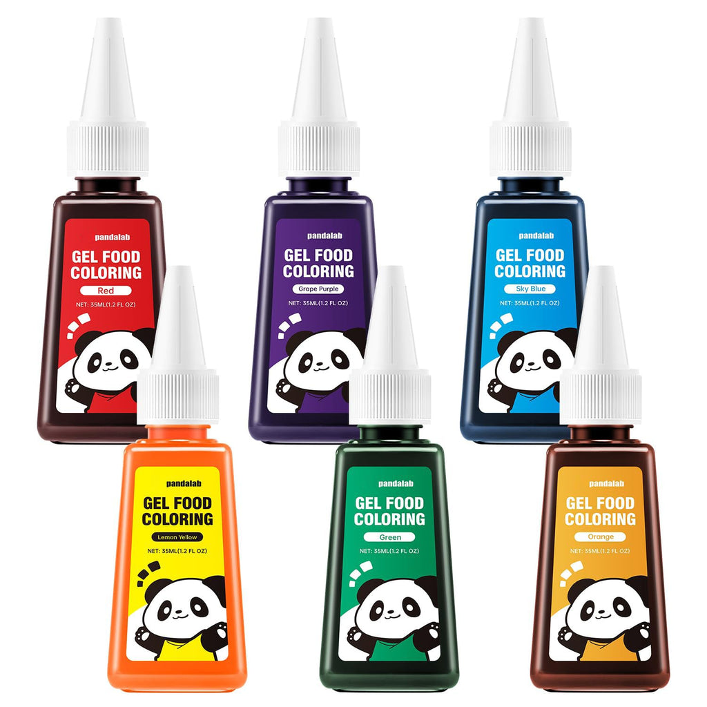 Gel Food Coloring Pandalab Professional 6 Color Concentrated Edible Food Dye Set for Baking, Icing, Fondant, Cookies & Cake Decorating, 35ml Each
