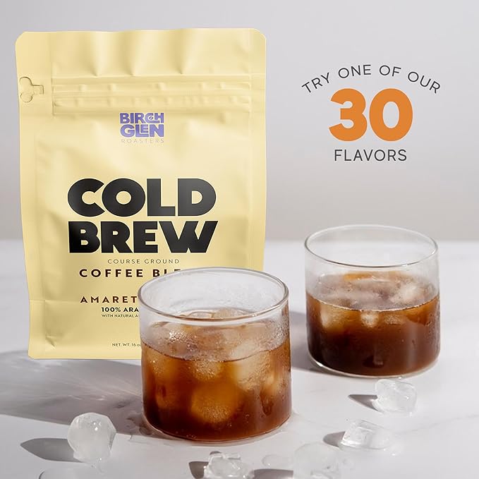 Birch Glen Roasters Cold Brew Coffee | Flavored Coarse Ground Coffee | Medium Roast | Artisanal Roasting | 100% Arabica |1 LB Bag | French Vanilla