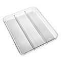 madesmart Clear 3 Compartment Utensil Tray, Grey