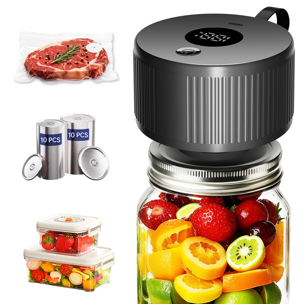 Electric Mason Jar Vacuum Sealer Kit, 3-in-1 Handheld Jar Sealer, Black
