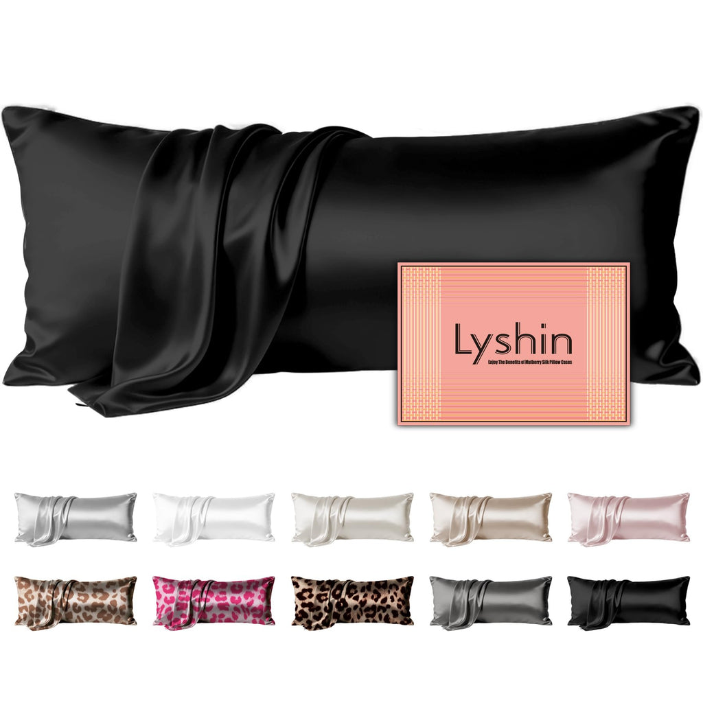 LYSHIN Silk Body Pillow Case with Zipper, Body Pillow Pillowcase, Pink