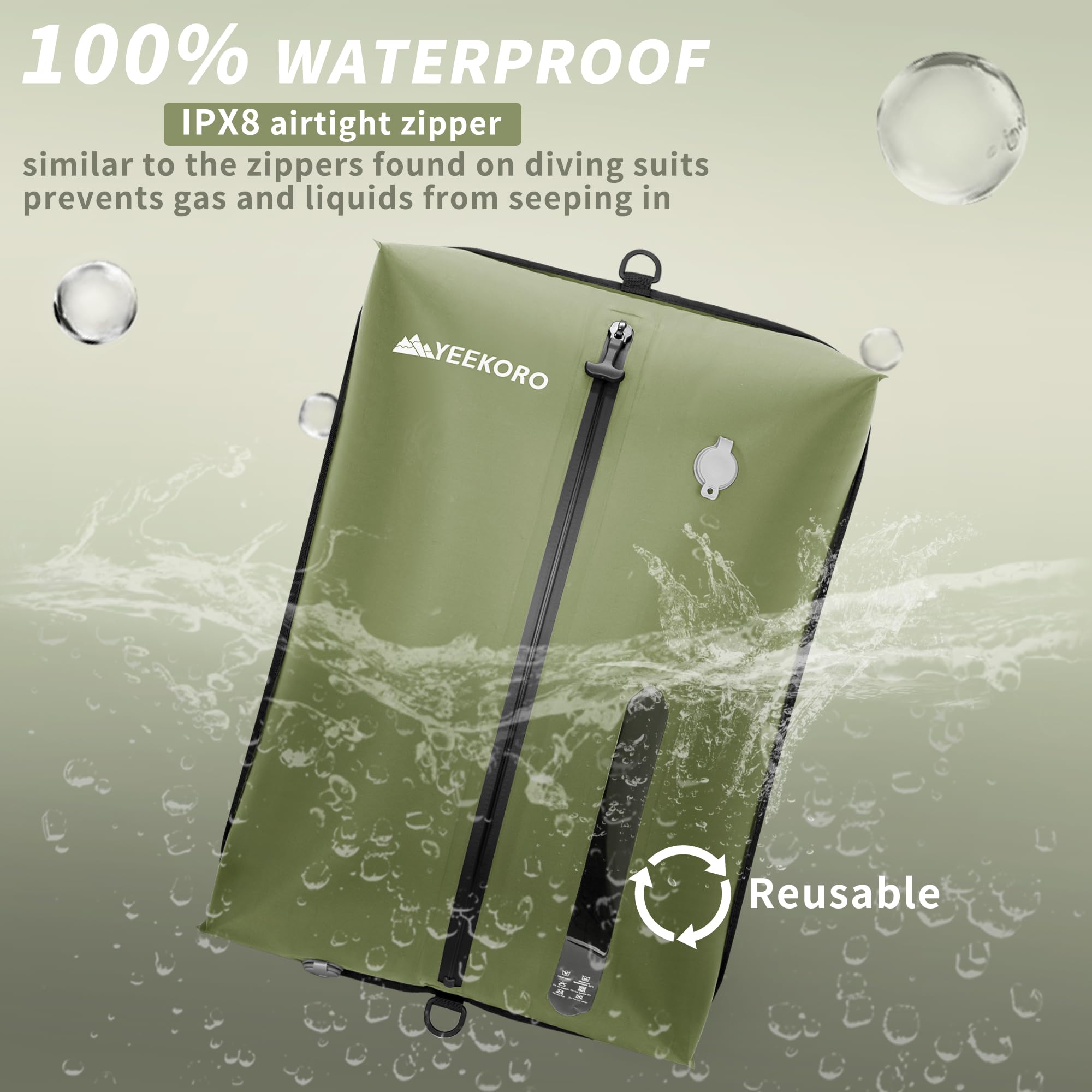 YEEKORO Vacuum Bag for Travel,IPX8 Waterproof Reusable Compression Bags