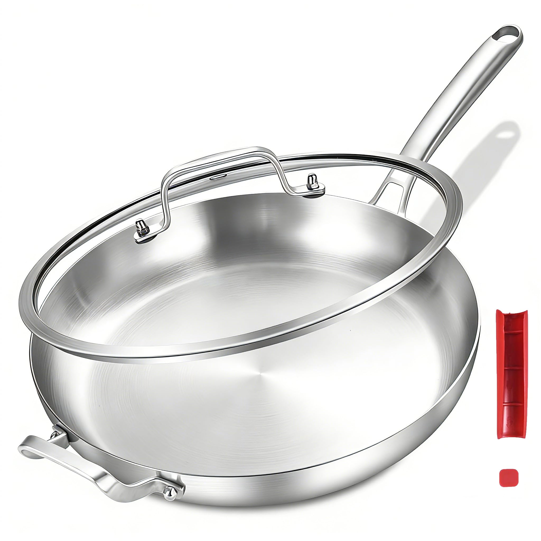 Inqibee 13 Inch Stainless Steel Frying Pan with Lid, Detachable Handle