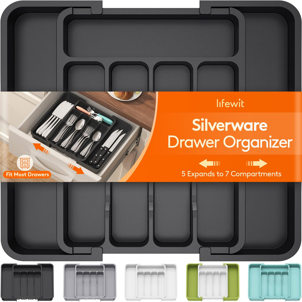 Lifewit Extra Large Silverware Drawer Organizer, Expandable Utensil Tray