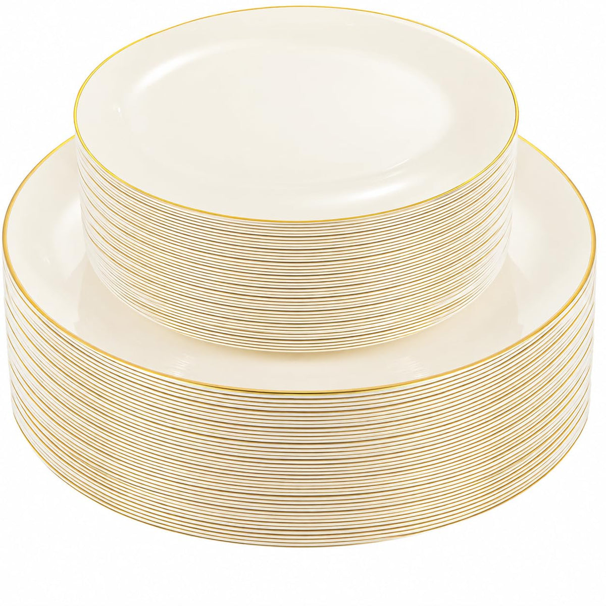 PULOTE 200 Pieces White Plastic Plates Disposable - Include 100PCS 10 inch Dinner & 100PCS 7 inch Dessert Plates, Ideal for Party & Wedding