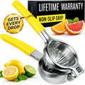 Stainless Steel Lemon Squeezer Press - No Seeds, Pro-Grade, Effortlessly Get Every Drop - Manual Non-Slip Grip Design - Lemon Lime Squeezer, Orange, and Citrus Fruit Hand Held Lemon Juicer Squeezer