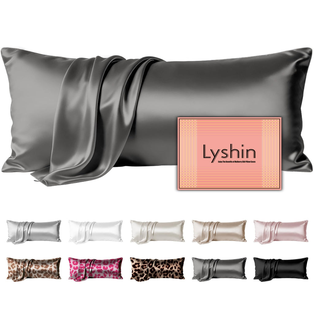 LYSHIN Silk Body Pillow Case with Zipper, Body Pillow Pillowcase, Pink