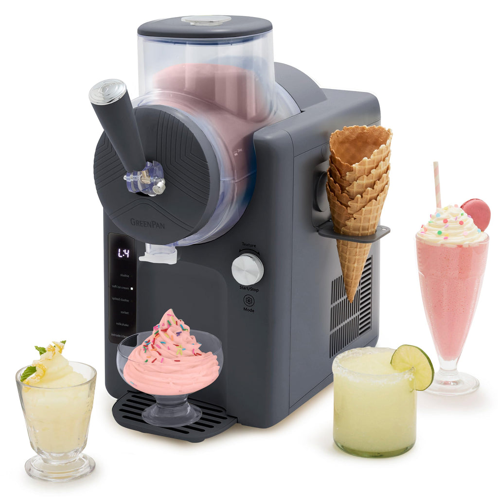 GreenPan Frost Ice Cream Maker & Slushie Machine, Soft Serve, Sorbet, Margaritas, Milkshakes, Frozen Yogurt, No Pre-Freezing, Ready in 15 Mins, 6 Modes, 7 Textures, Self-Cleaning, Family Size, Green