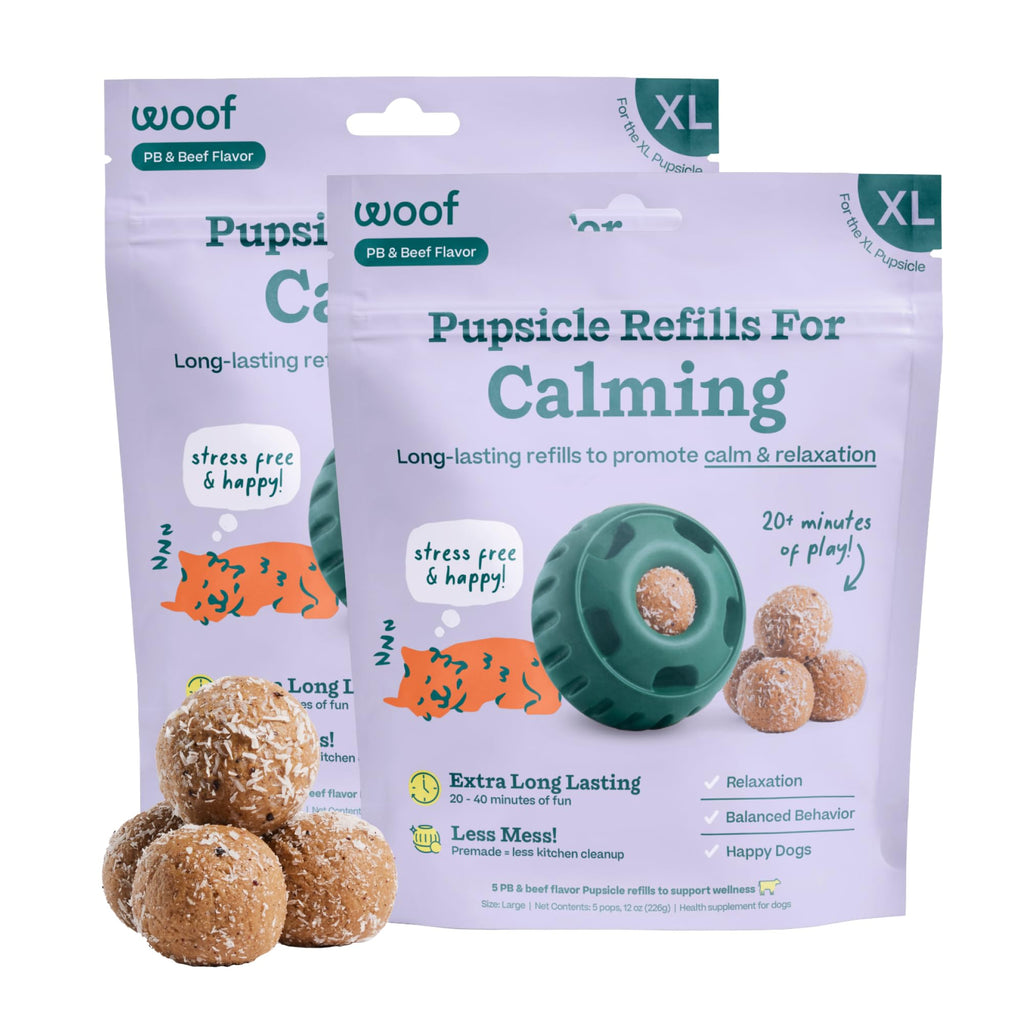 WOOF Pupsicle Refill Pops for Calming - Long-Lasting Refills for the Pupsicle Toy to Promote Calm - Calming Dog Treats - Magnesium for Dogs- Small Pops - 10 Count
