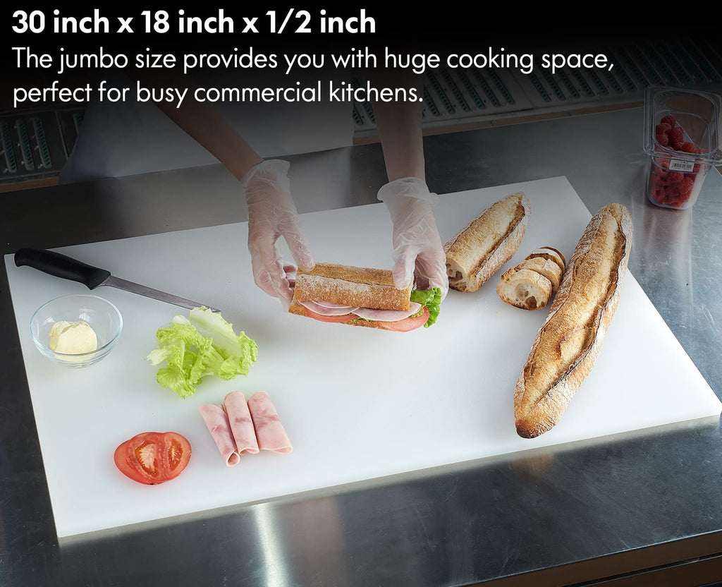 CURTA Cutting Boards for Kitchen, 30" x 18" x 0.5" Blue Color Coded Plastic Commercial Chopping Board with Anti Slip Surface Dishwasher Safe