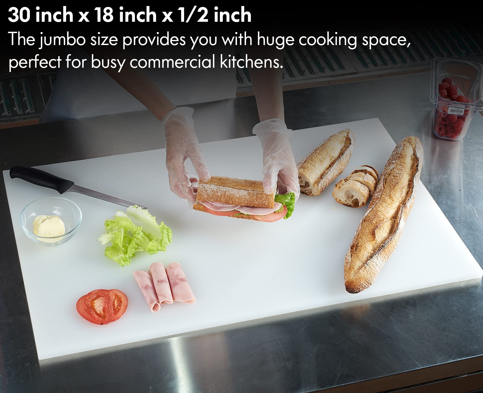 CURTA Cutting Boards for Kitchen, 30" x 18" x 0.5" Blue Color Coded Plastic Commercial Chopping Board with Anti Slip Surface Dishwasher Safe