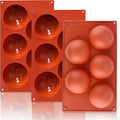 3 Pack Extra Large 5-Cavity Semi Sphere Silicone Molds, Half Sphere Baking Mold Non-Stick for Making Big Size Hot Chocolate Bomb, Jelly, Cake, Dome Mousse