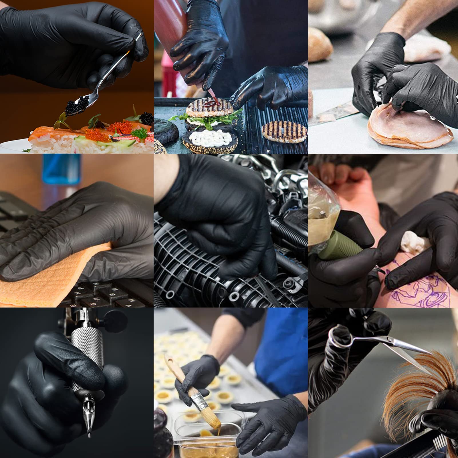 Dr.GreenPanda Black Nitrile Exam Gloves Large 200pcs 3mil Food Safe