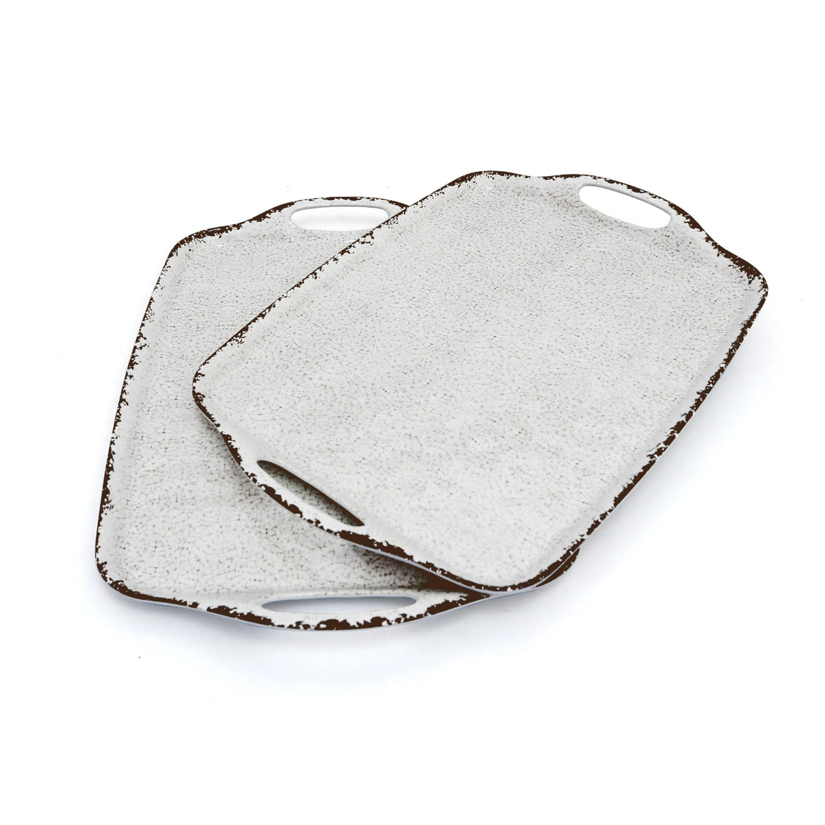 TP Melamine Serving Trays with Handles, 17” x 12”, Set of 2, Pure White