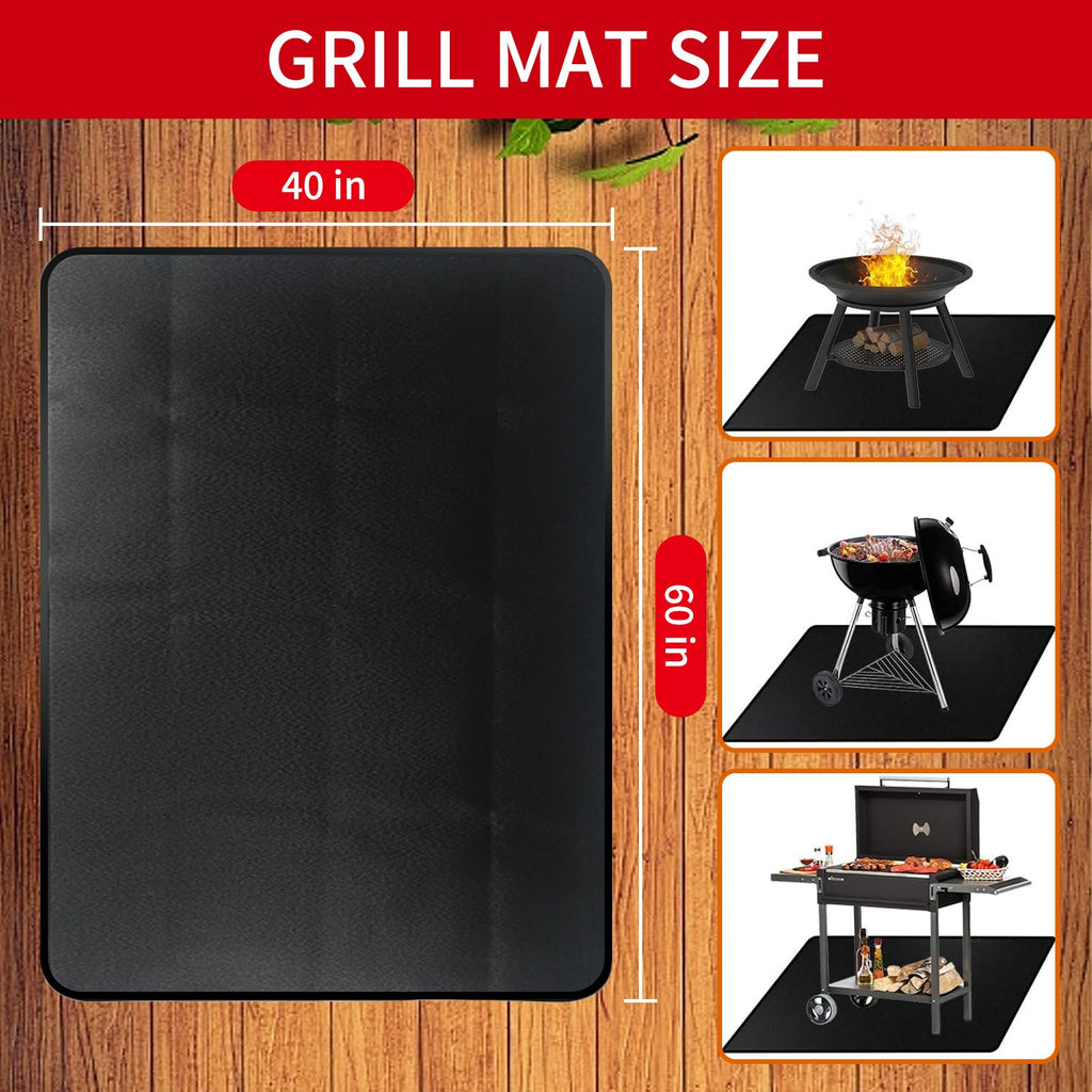 60 x 40 inch Firepit Mat for Outdoor Grill, Fireproof Mats for Under Reusable Oil-Proof Waterproof Grill Mats Repalce BBQ Pad for Deck Patio Grass Fire Pit Accessories for Outside