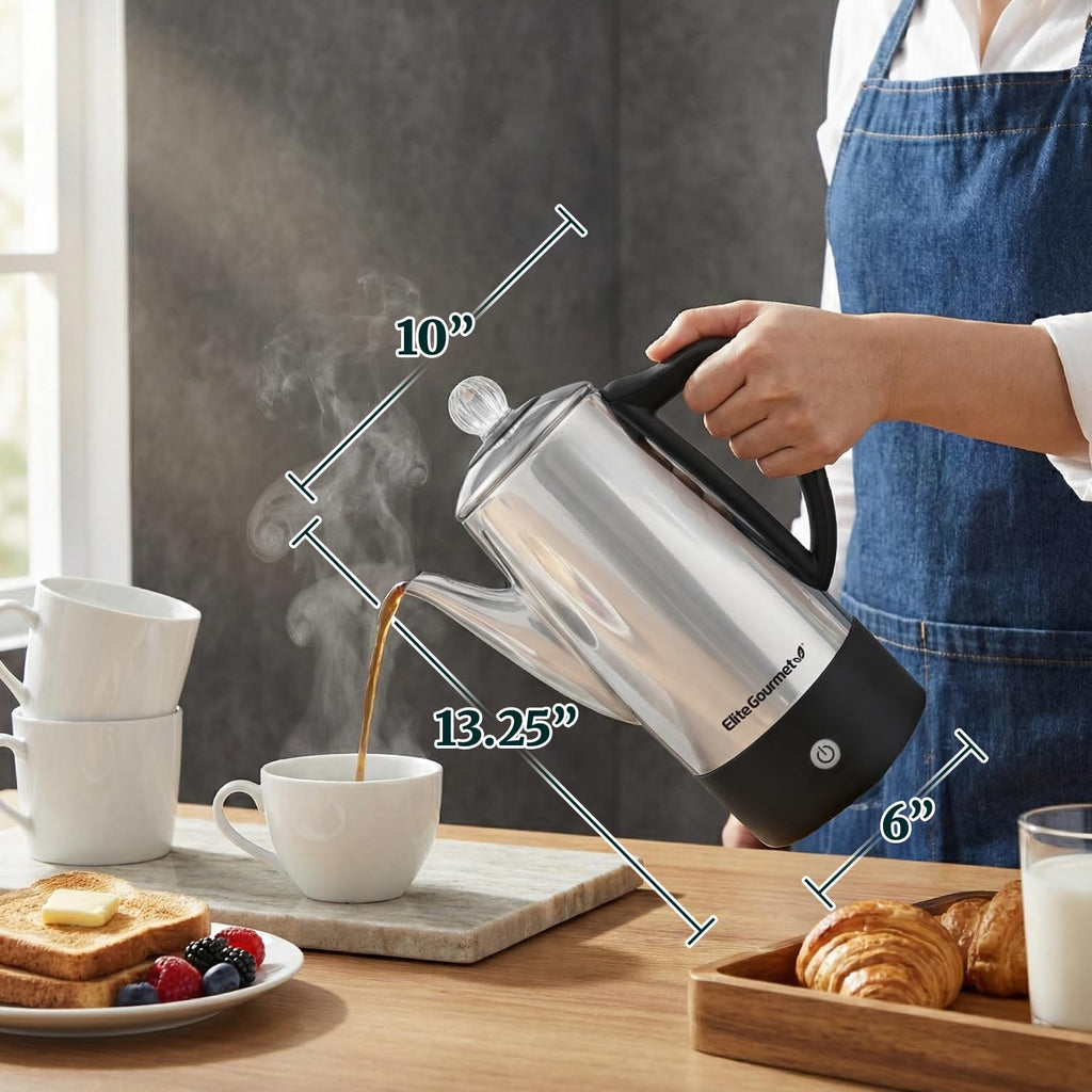 Elite Gourmet 12-Cup Electric Coffee Percolator, Keep Warm, Clear Brew Knob