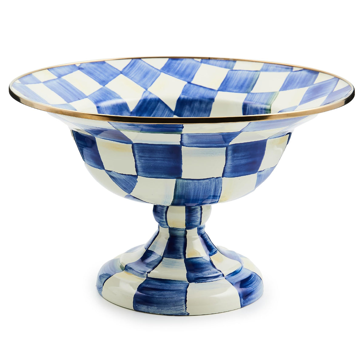 MACKENZIE-CHILDS Enamel Compote, Large, Pink-and-White Rosy Check