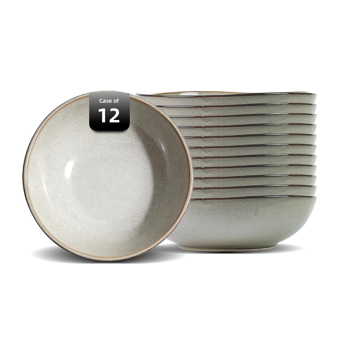 Organic Shape Highland Ceramic Mug, 24pcs 12oz Handmade Reactive Glaze Stoneware Coffee Mug with Wavy Edge, for Kitchen, Microwave & Dishwasher Safe, Scratch Resistant-grey
