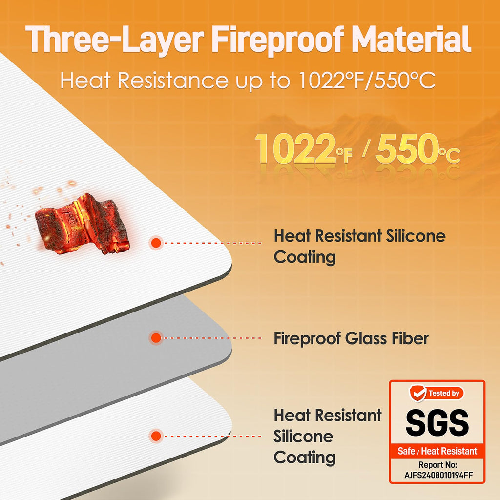 Amerbro 2 PCS Heat Resistant Mats for Countertop Air Fryer, 20x16in, White
