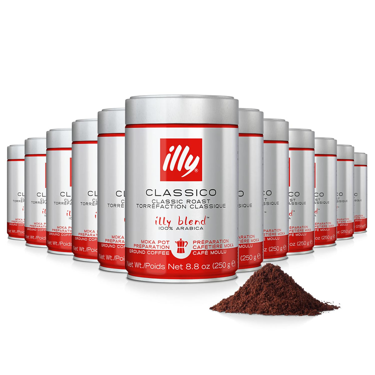 illy Ground Moka Coffee, Classico Medium Roast, 8.8 oz