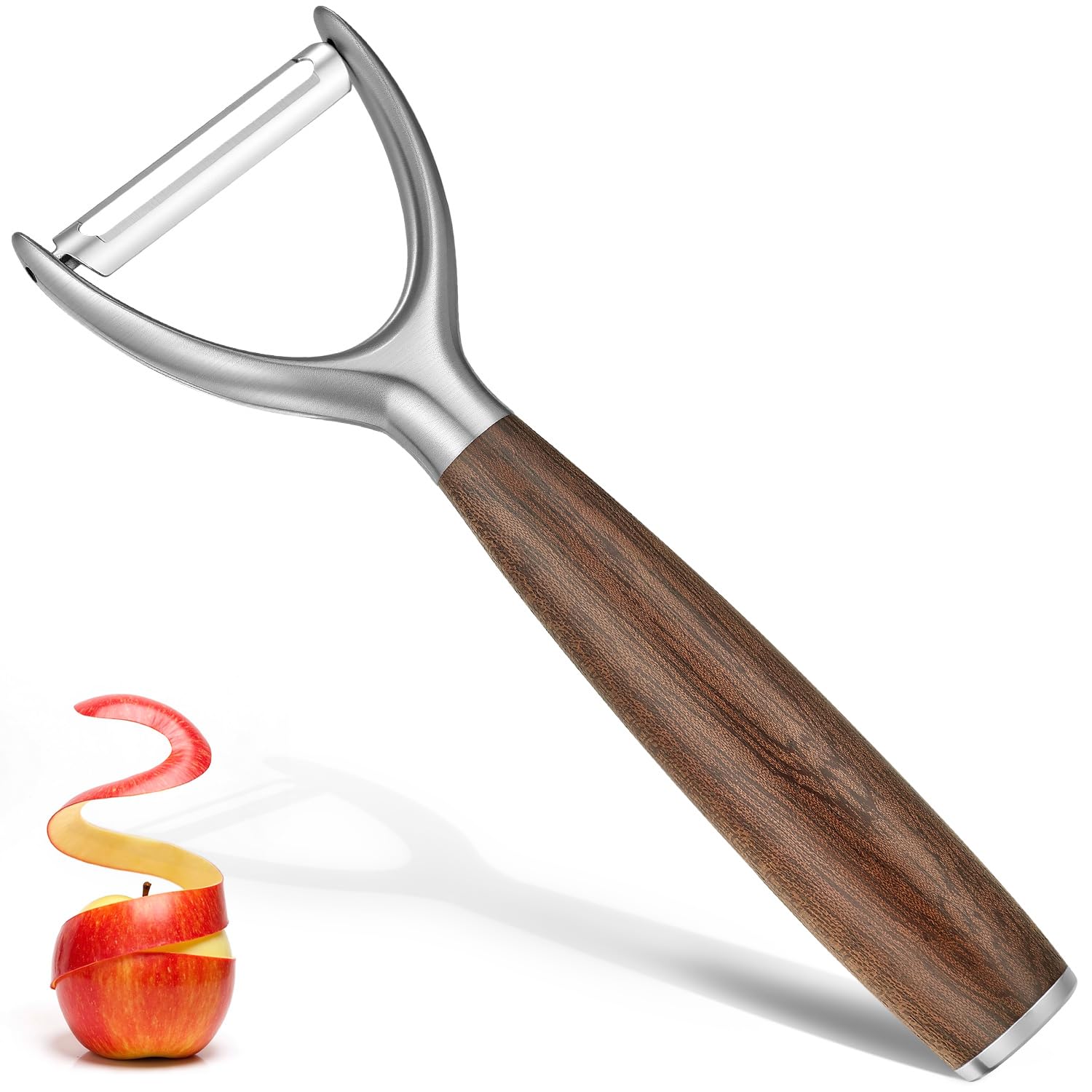 JUSEEPO Premium Vegetable Peeler, Y Type Swivel 304 Stainless Steel Blade Comfortable Solid Wood Handle, Practical gifts for the home kitchen mom grandma for Veggie, Fruit, Potato(Hard Maple)