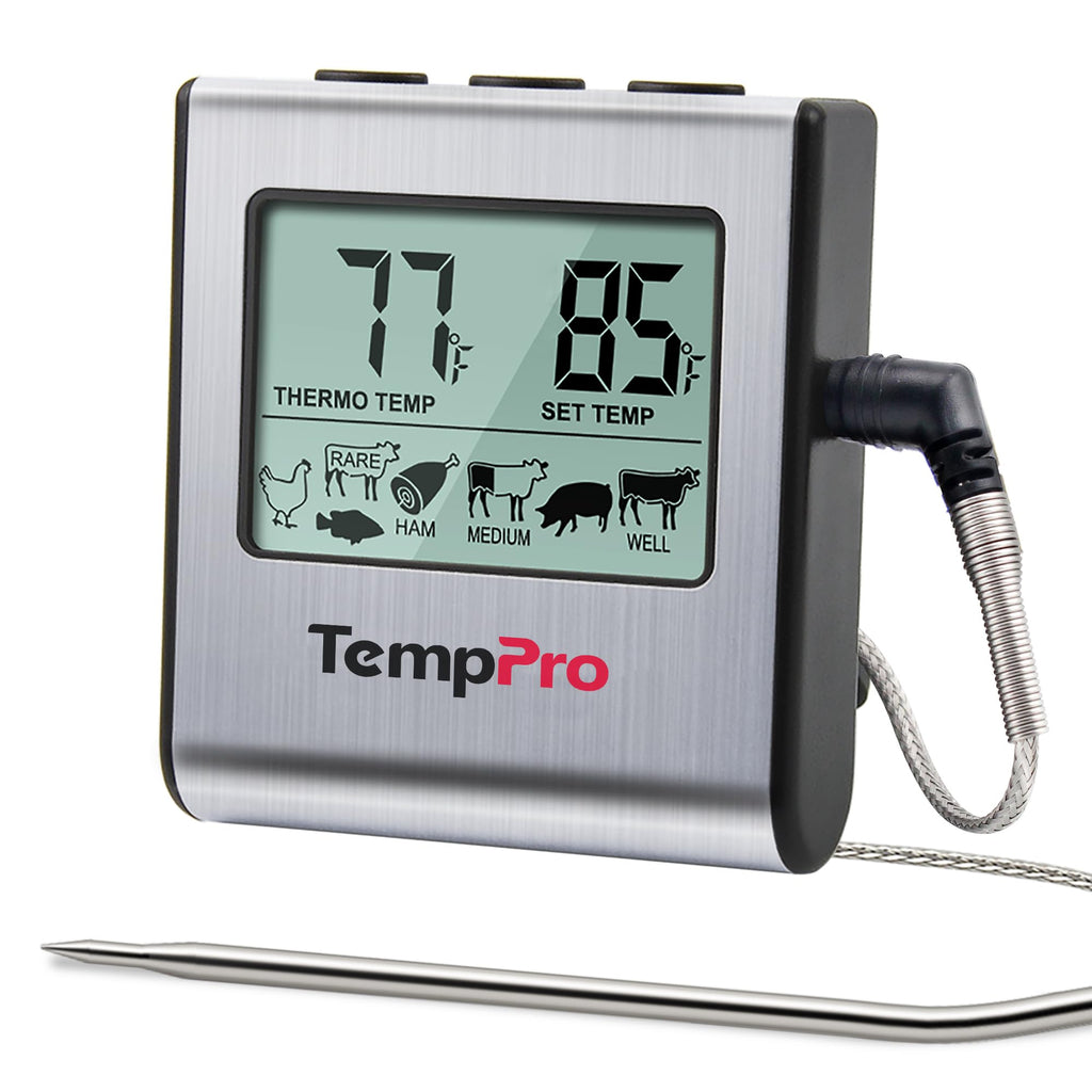 TempPro TempTrack Large LCD Digital Meat Thermometer for Cooking, Smoking