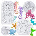3 PCS Marine Theme Cake Fondant Silicone Mold Seashell Conch Starfish Coral Baking Molds for DIY Cake Decoration Chocolate Candy Polymer Clay Crafting Projects