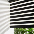 Persilux Cordless Zebra Blinds for Windows (34" W X 64" H, Black) Free-Stop Windows Shades Dual Layer Light Control for Day and Night, Light Filtering Sheer Shades for Home, Easy to Install