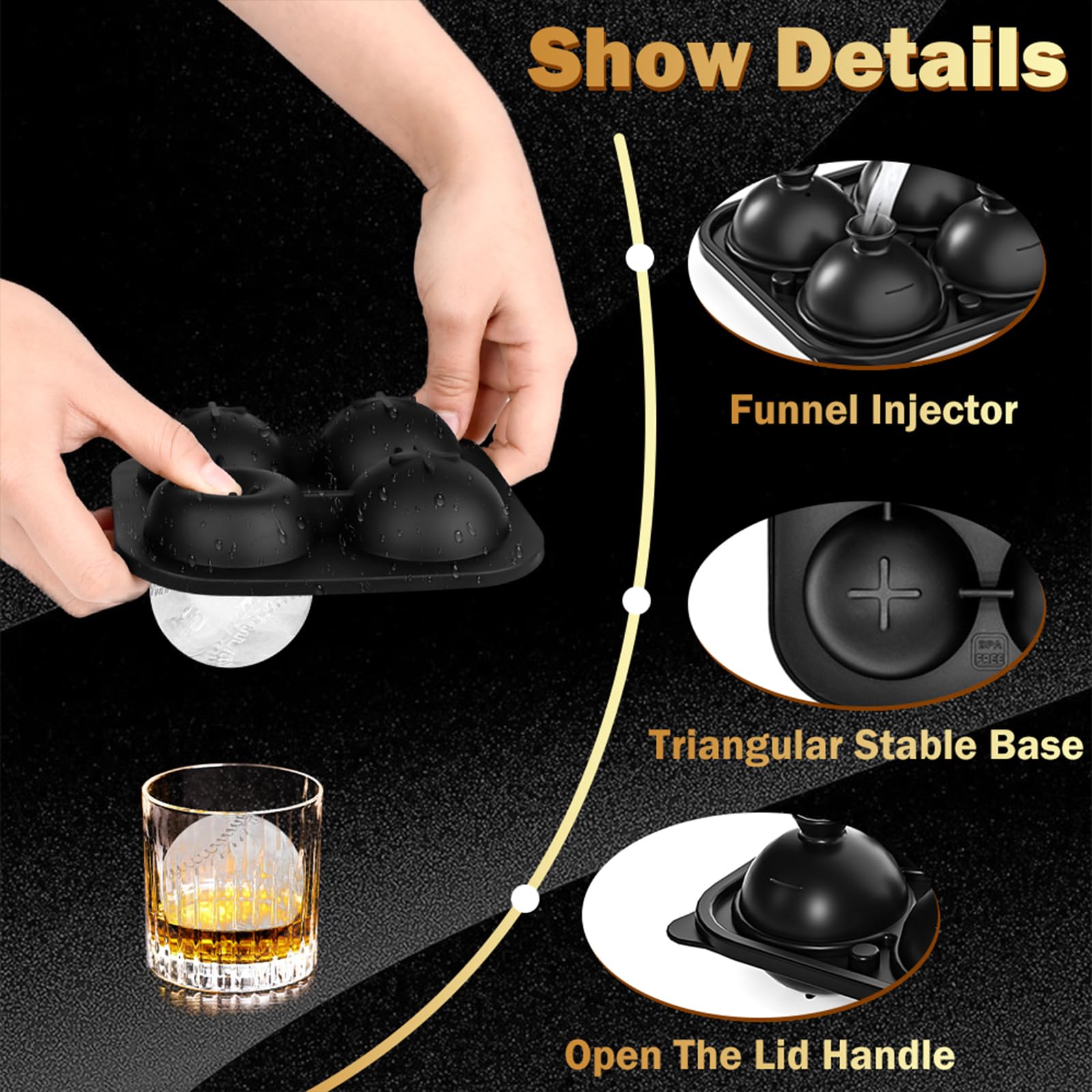 Baseball Ice Cube Mold 2.1 Inch Large Silicone Baseball Ice Cube Molds Fun Shapes Craft Sphere Ice Molds Novelty Christmas Gifts Stuff for Men Women Cocktails, Bourbon, Brandy, Whiskey(1, Baseball)