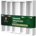 ROYAL CRAFT WOOD Luxury Bamboo Kitchen Drawer Organizer - Silverware Organizer - Utensil Holder and Cutlery Tray with Grooved Drawer Dividers for Flatware and Kitchen Utensils (7 Slot, Gray)
