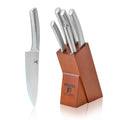 Moss & Stone Small 6 Pcs Kitchen Knife Set with Block, Stainless Steel