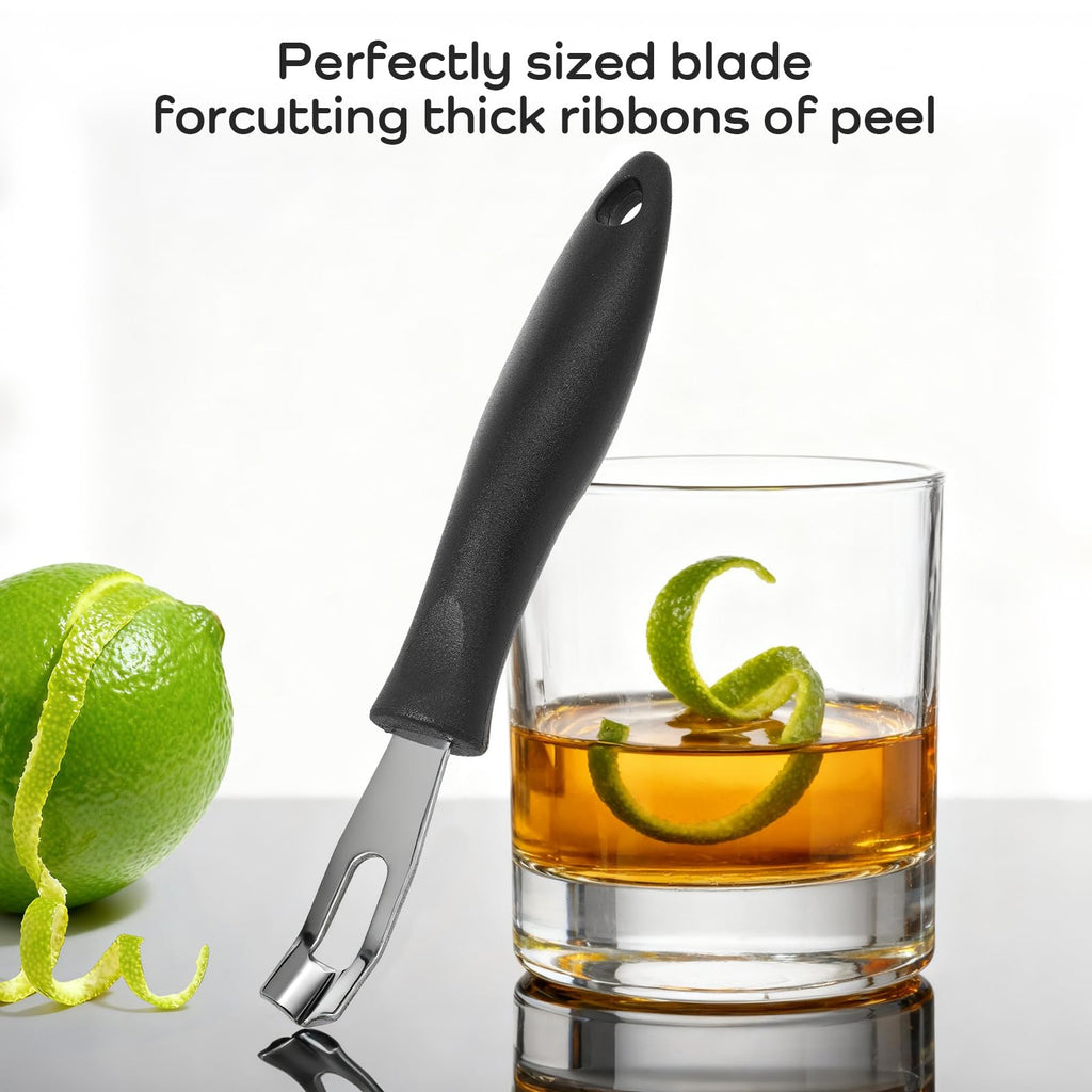 Channel Knife Lemon Peeler Zester-Garnish for Cocktail Mixers- Triangular, V-Shaped Stainless Steel Professional Grade Bar Tool-Fruit Peeler Zester (Peeler A)
