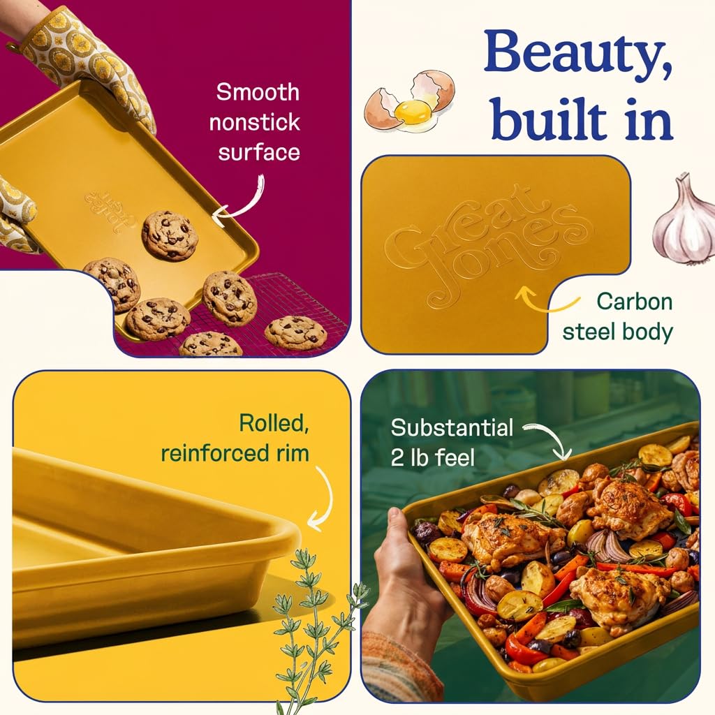 Great Jones Nonstick and Non Toxic Half Sheet Pan 18.5" x 13.5" (Mustard)