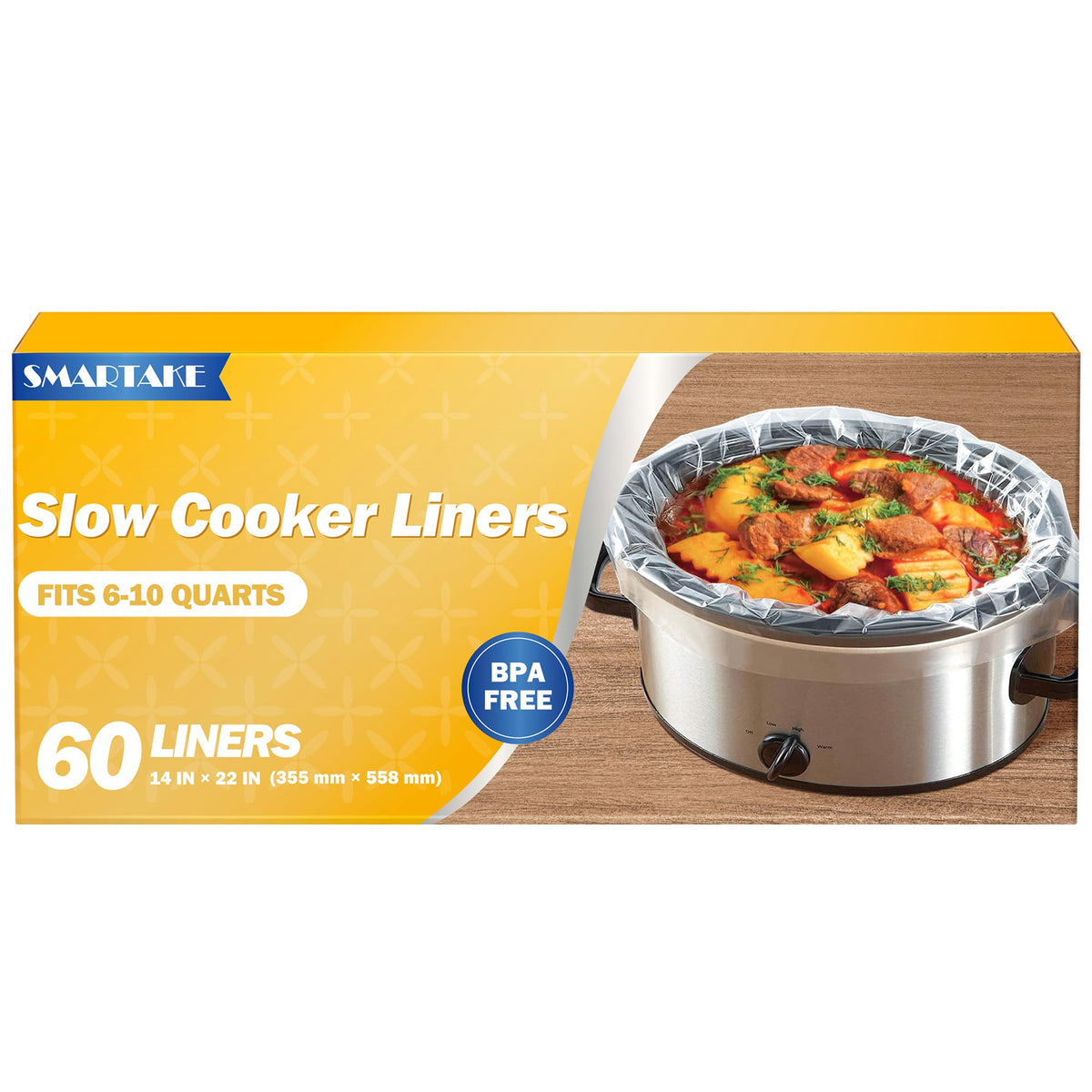 SMARTAKE Slow Cooker Liners, Large Size 14"x 22" 15 Liners